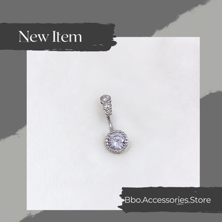 Khuyên rốn 3 đá mix đá tròn to siêu sáng