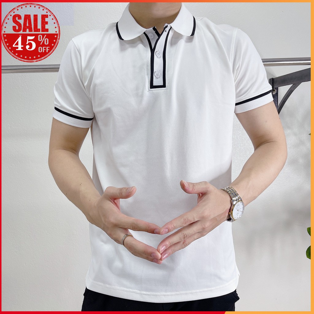 Áo Polo nam cổ trụ chất liệu vải cotton 3 màu trẻ trung đơn giản ,phong cách hiên đại co dãn thoải mái | BigBuy360 - bigbuy360.vn