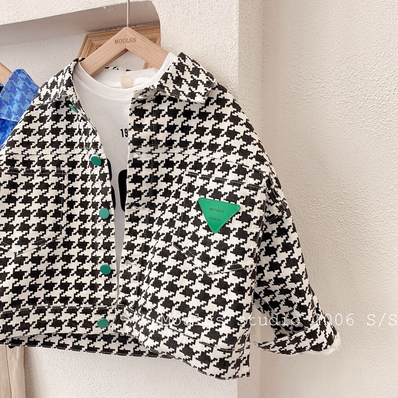 Áo Khoác Họa Tiết Houndstooth Thiết Kế Mới Thời Trang Mùa Xuân Thu Theo Phong Cách Hàn Quốc Cho Bé 2022