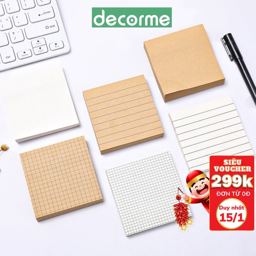 Tập 80 giấy note giấy nhớ basic KRAFT DecorMe