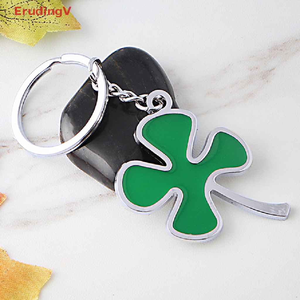 [ErudingV] Móc Khóa Cỏ Bốn Lá May Mắn Màu Xanh Lá Cây [Mới]
