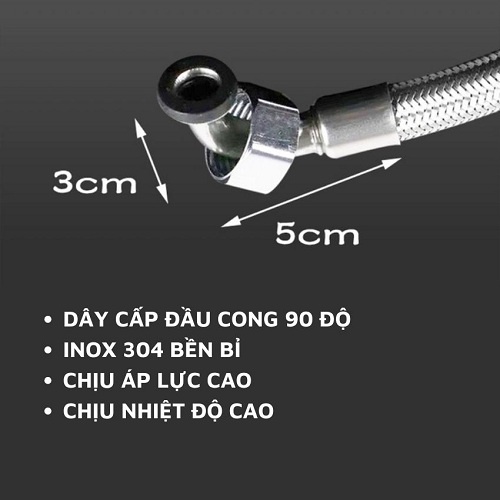 [INOX 304 LOẠI 1]  Dây cấp nước đầu cong 90 độ tiện dụng dễ lắp đặt