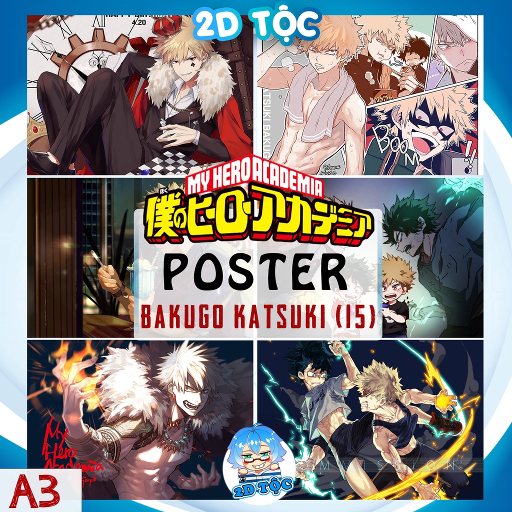 Ảnh poster A3 Bakugo Katsuki (15) Anime Manga My Hero Academia chất liệu giấy cao cấp - 2D Tộc Shop