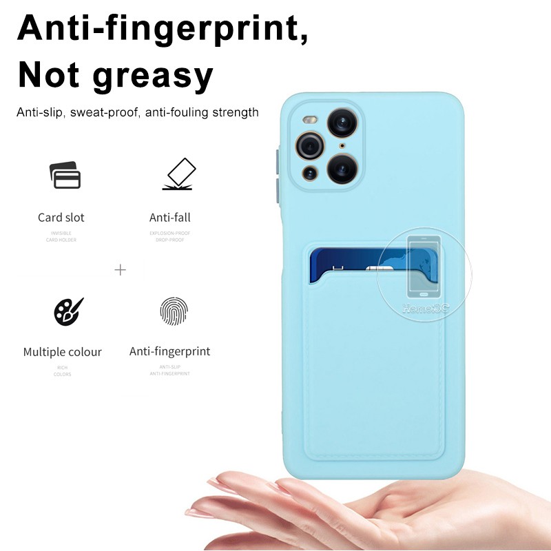 Ốp điện thoại silicon dẻo có ngăn đựng thẻ cho OPPO Find X3 Pro FindX3Pro