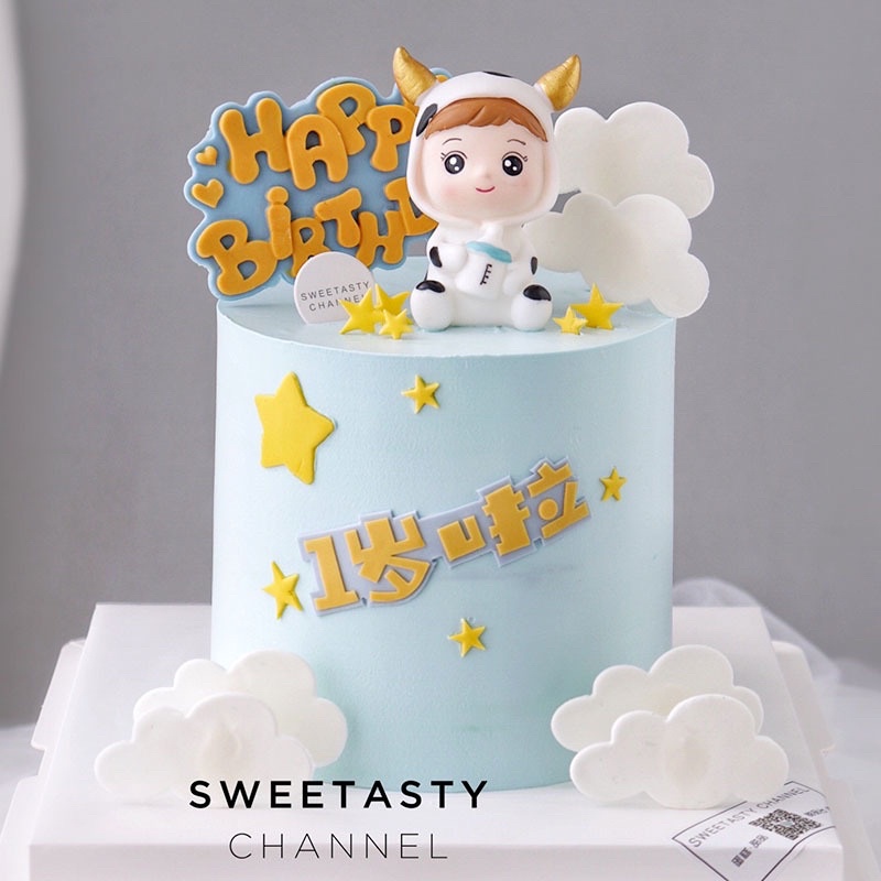 Em Bé Trâu Trang Trí Bánh