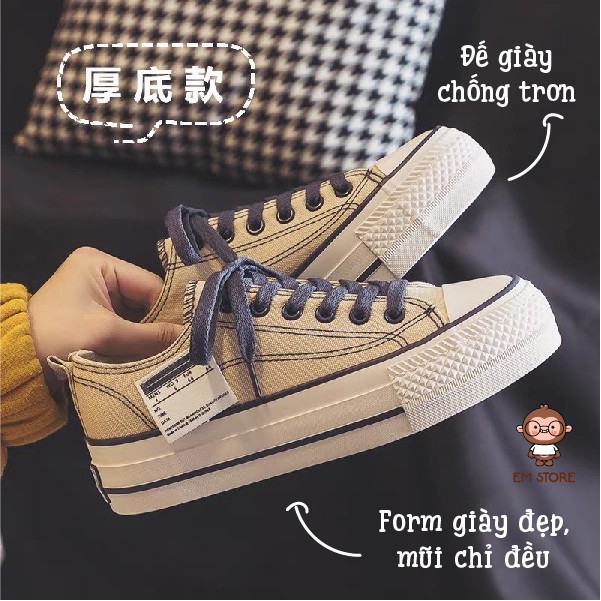 GIÀY BAMI TEMP SNEAKER - TRẮNG ĐEN VIỀN ĐEN DỄ PHỐI ĐỒ ÊM CHÂN ĐẾ 2CM