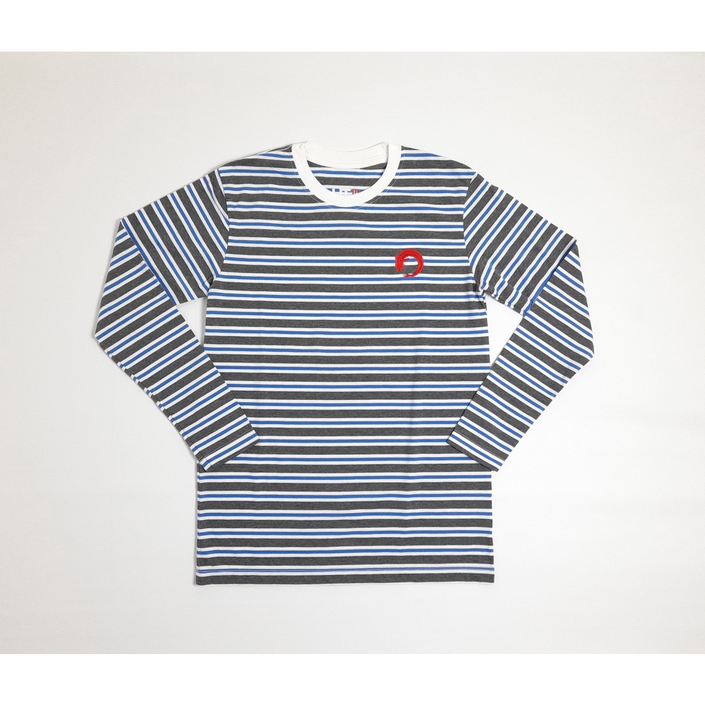 Áo sơ mi Uniqlo tay dài kẻ sọc xanh xám trắng