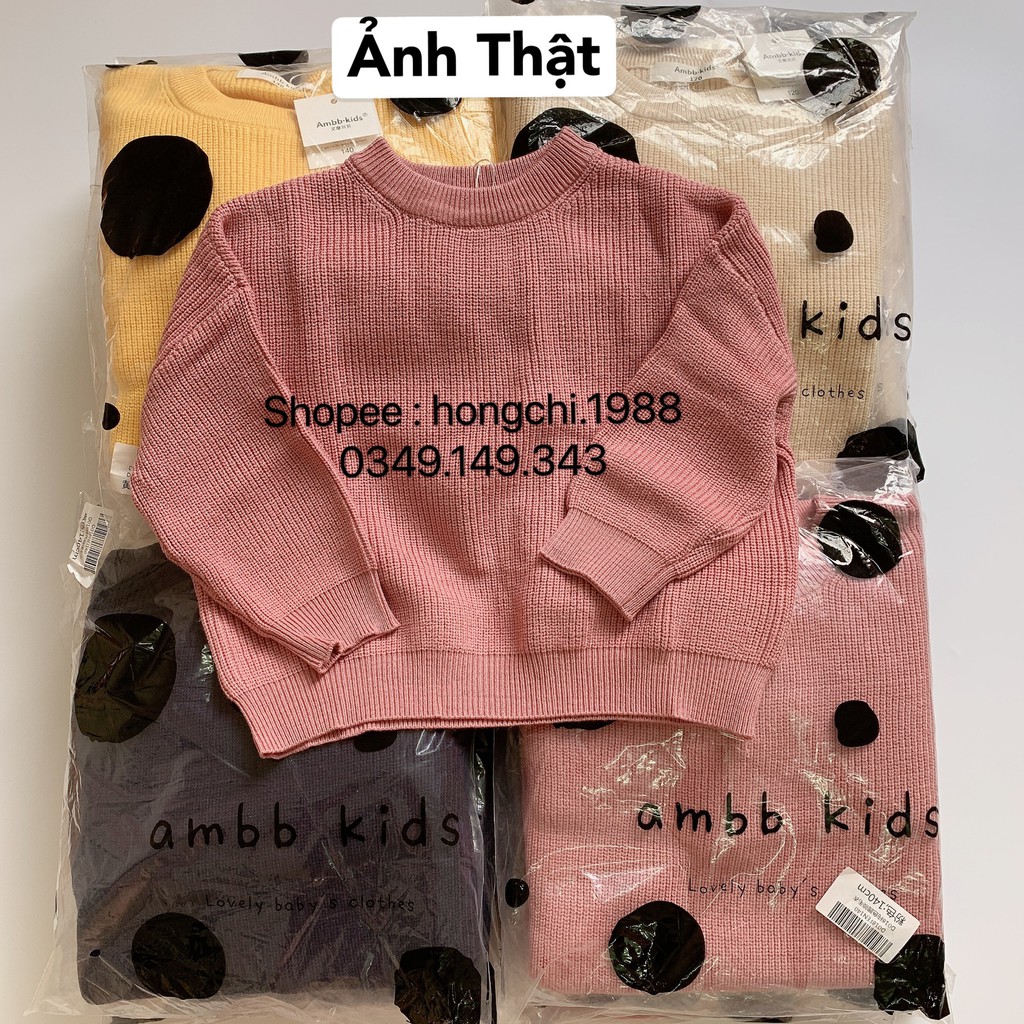 Áo len cho bé gái/ trai Ambb Kids cổ tròn hàng Quảng Châu xịn (kèm clip + ảnh thật)