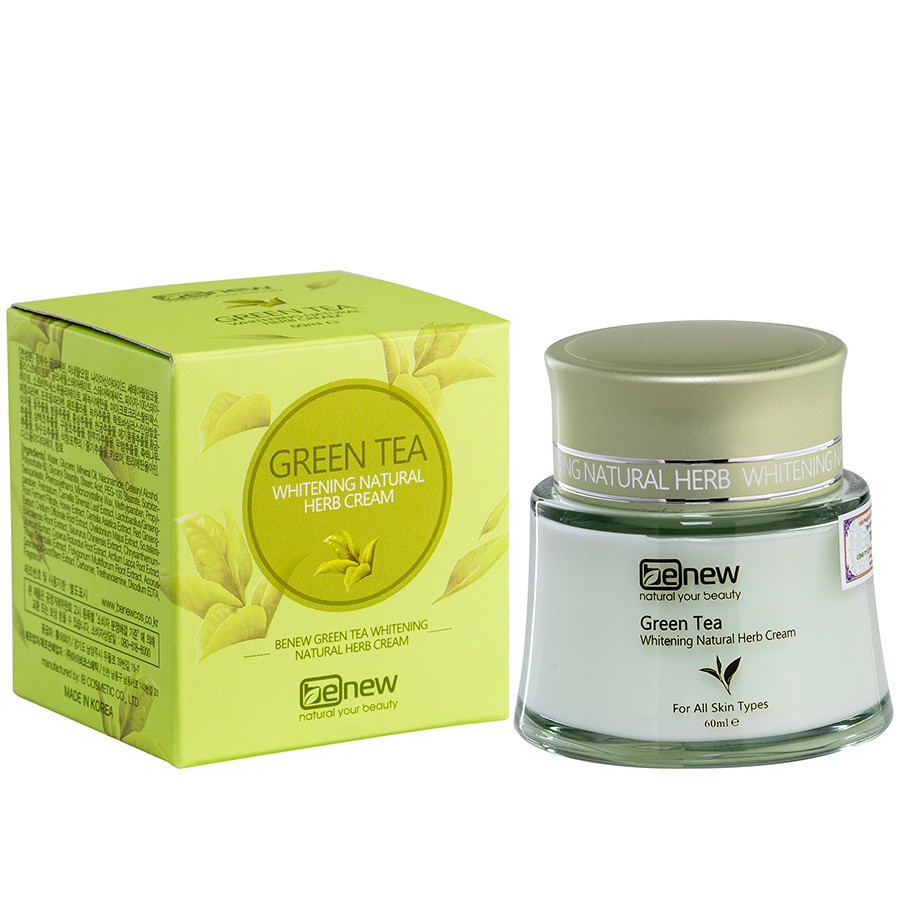 Kem trà xanh BENEW GREEN TEA CREAM Hàn quốc trắng da, dưỡng ẩm, ngừa mụn 60ml/Hộp- HÀNG CHÍNH HÃNG