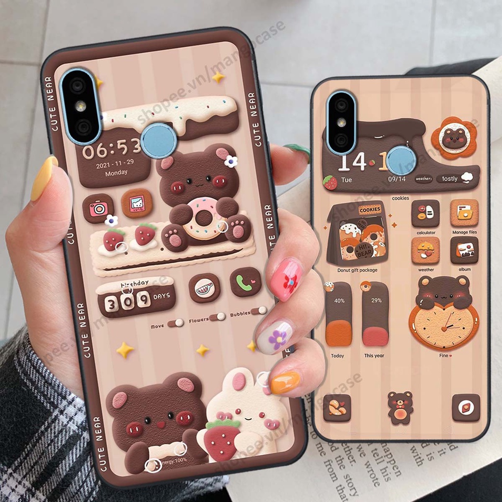 Ốp lưng Xiaomi Redmi 6 Pro / Mi A2 Lite hình gấu, thỏ, đồng hồ cute dễ thương
