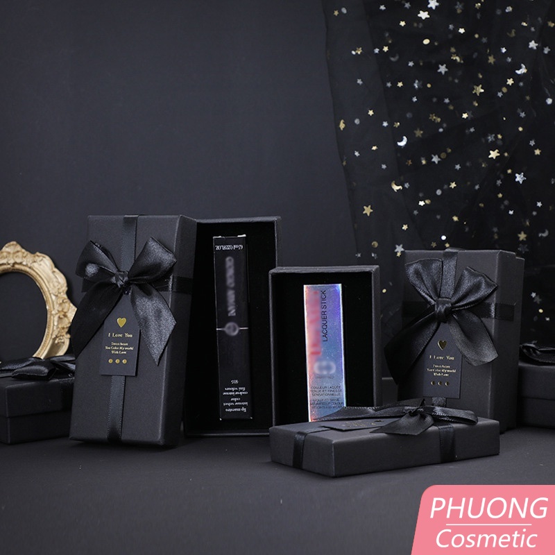 Hộp Đựng Son Cao Cấp Kèm Nơ Mau đen Luxury Gift Box (LPH001)