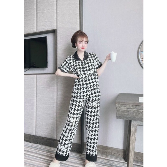 Đồ bộ pyjama lụa Mango L1 cổ nhọn, cổ sen, cổ truyền thống, tay ngắn, quần dài, tay ngắn 40kg đến 60kg chất bao xịn mịn.