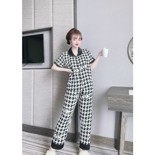 Đồ bộ pyjama lụa Mango L1 cổ nhọn, cổ sen, cổ truyền thống, tay ngắn, quần dài, tay ngắn 40kg đến 60kg chất bao xịn mịn.
