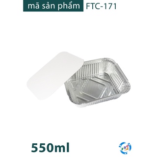 Set 10 hộp nhôm 1 ngăn 550 ml ( khay giấy bạc có nắp) - Chứng nhận VS ATTP - Đựng thực phẩm dùng 1 lần0