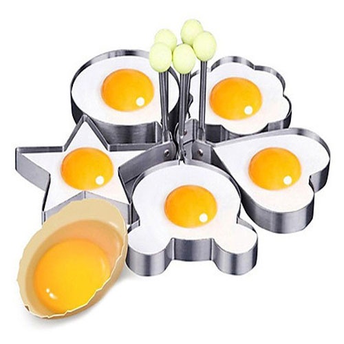 Khuôn chiên đúc trứng làm bánh tạo hình cơm đa năng inox nhiều hình-Tặng màn bọc có chun