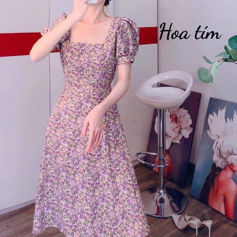 Đầm suông dáng dài hoạ tiết hoa nhí siêu đẹp - hình thật 100%