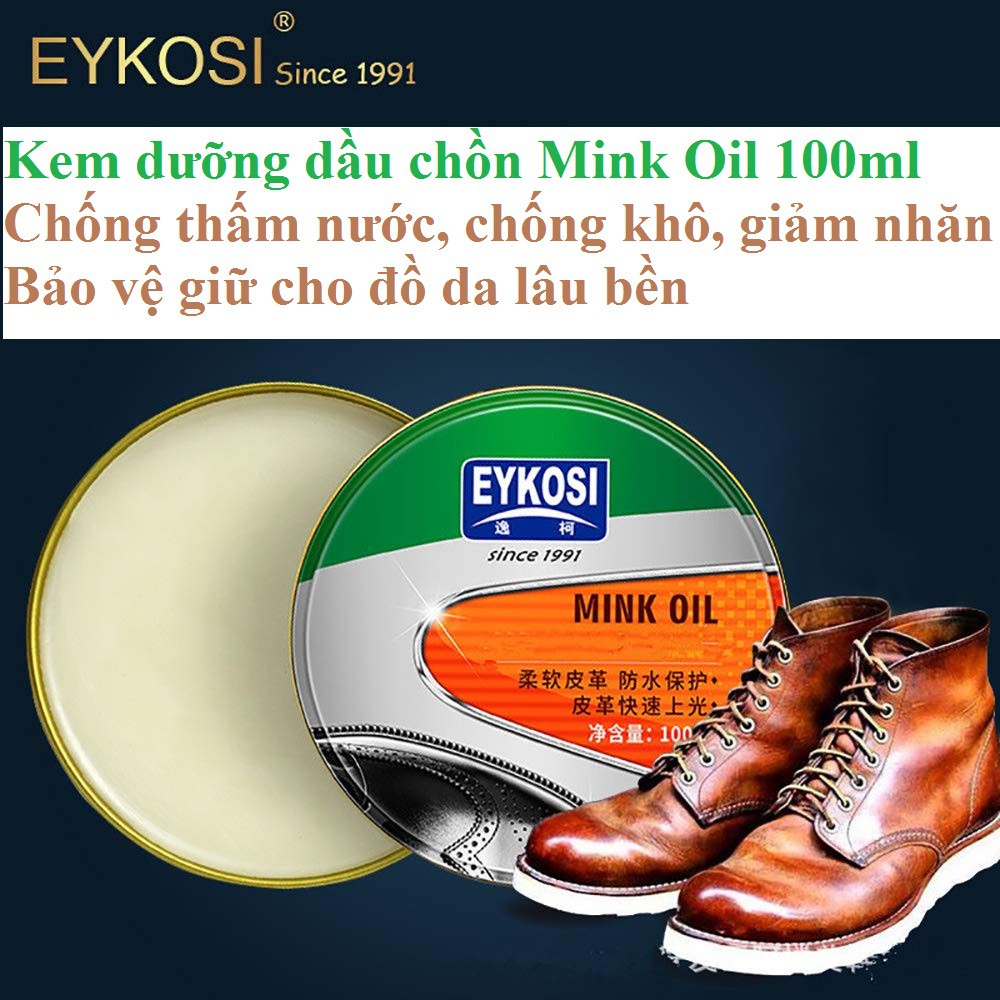Dầu chồn Mink Oil 100ml Eykosi bảo dưỡng đồ da| Tinh chất dưỡng