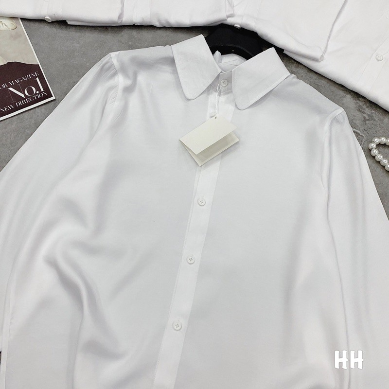 ANU125 - ÁO SƠ MI NỮ TRẮNG TAY BO CHUN