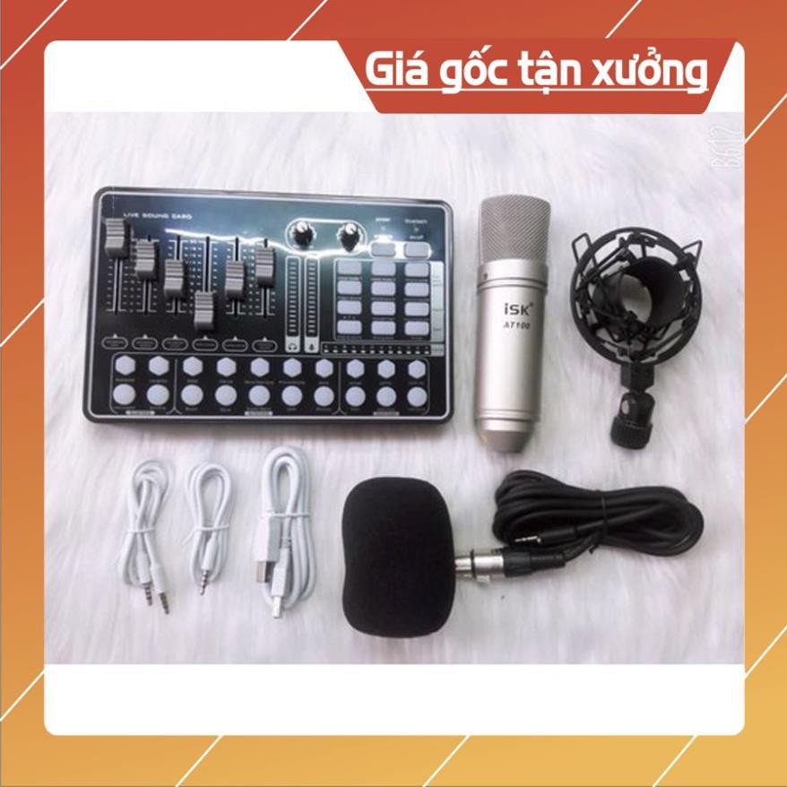 Combo Thu Âm Livestream Sound Card H9 Pro autotune Mic ISK AT100 chính hãng
