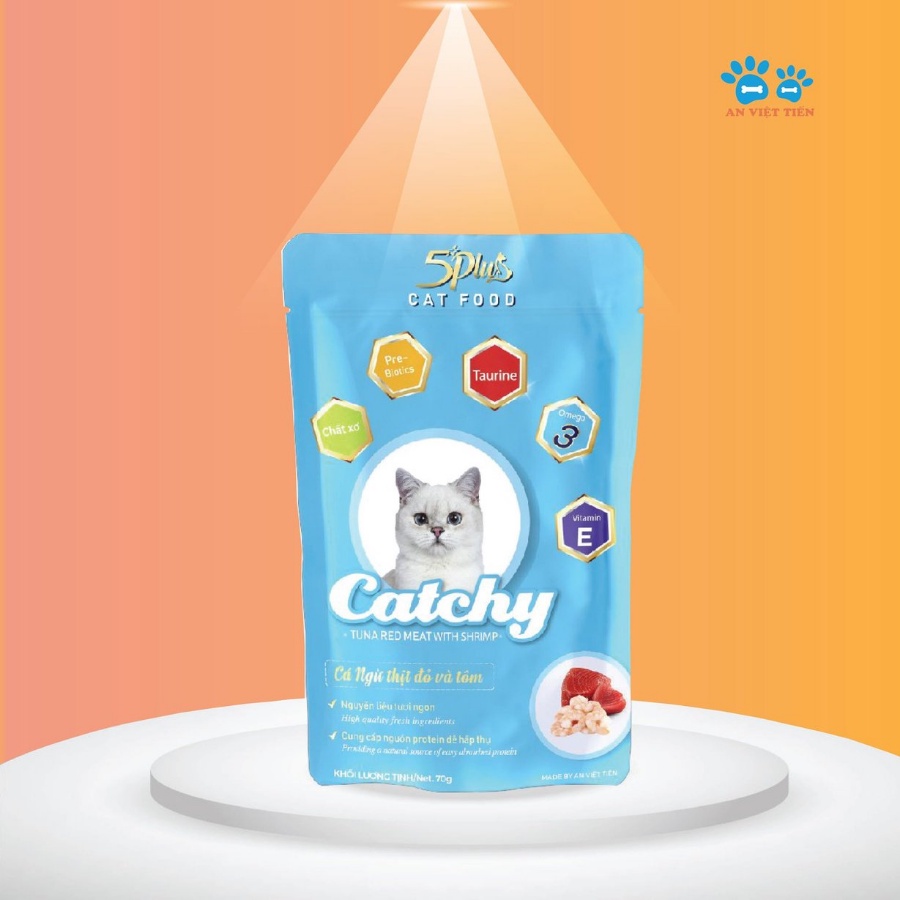 Pate 5Plus Catchy 70g Cho Mèo - Thịt Đỏ Dinh Dưỡng Cao Cấp