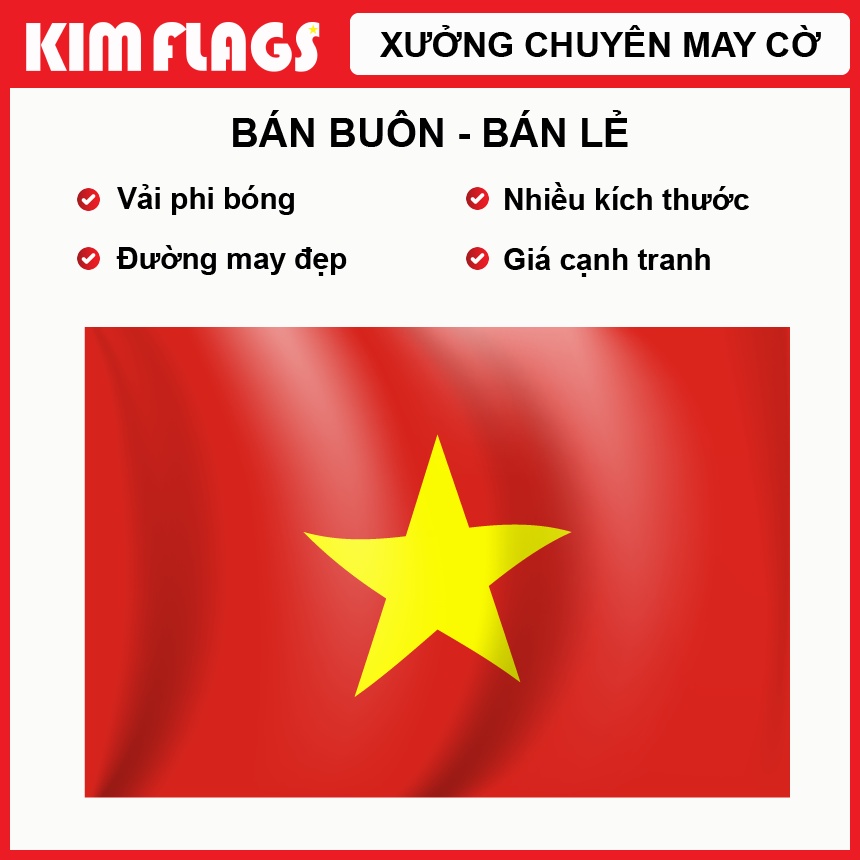 [FREESHIP]Cờ tổ quốc kích thước lớn làm bằng vải phi bóng dày, chịu gió tốt 2x3m/3x4,5m/4x6m - Xưởng