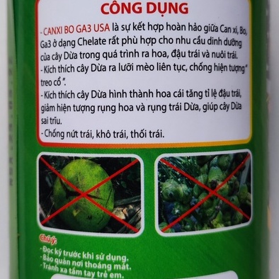 Phân CANXI BO GA3 Chuyên cây dừa , giúp đậu trái, chống thối nứt và giúp to trái