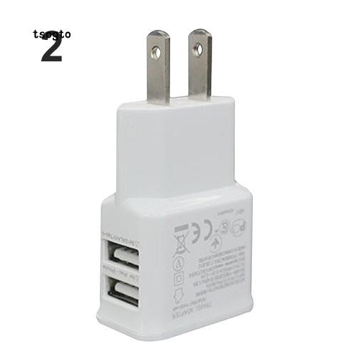 Đầu sạc gồm 2 cổng USB 5V 2.1A phích cắm US dành cho Samsung iPhone iPad iPod