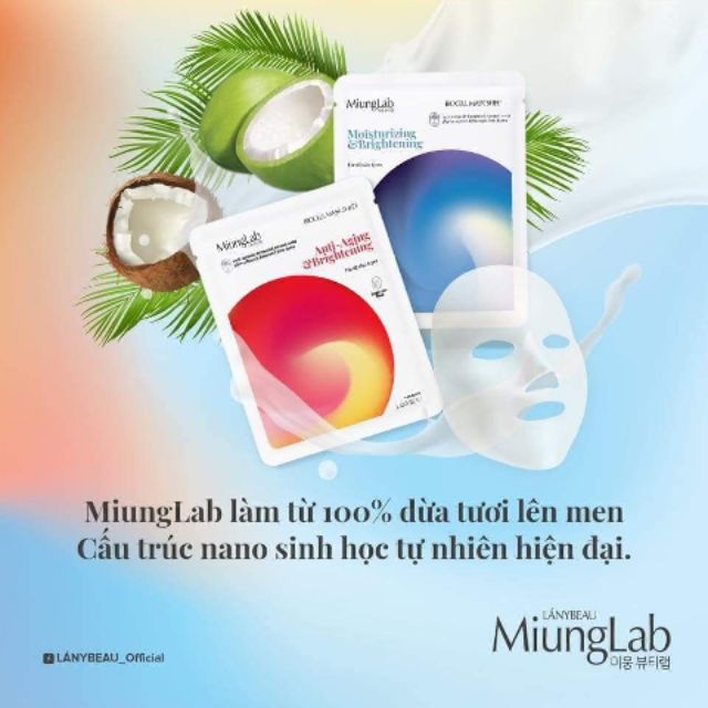 Mặt Nạ Dừa Tươi Miung Lab II Giữ Mãi Vẻ Tươi Trẻ, Rạng Rỡ Của Làn Da -