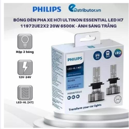 Bóng Đèn Pha Xe Hơi Philips Ultinon Essential LED H7 11972UE2X2 20W 6500K - Hàng chính hãng