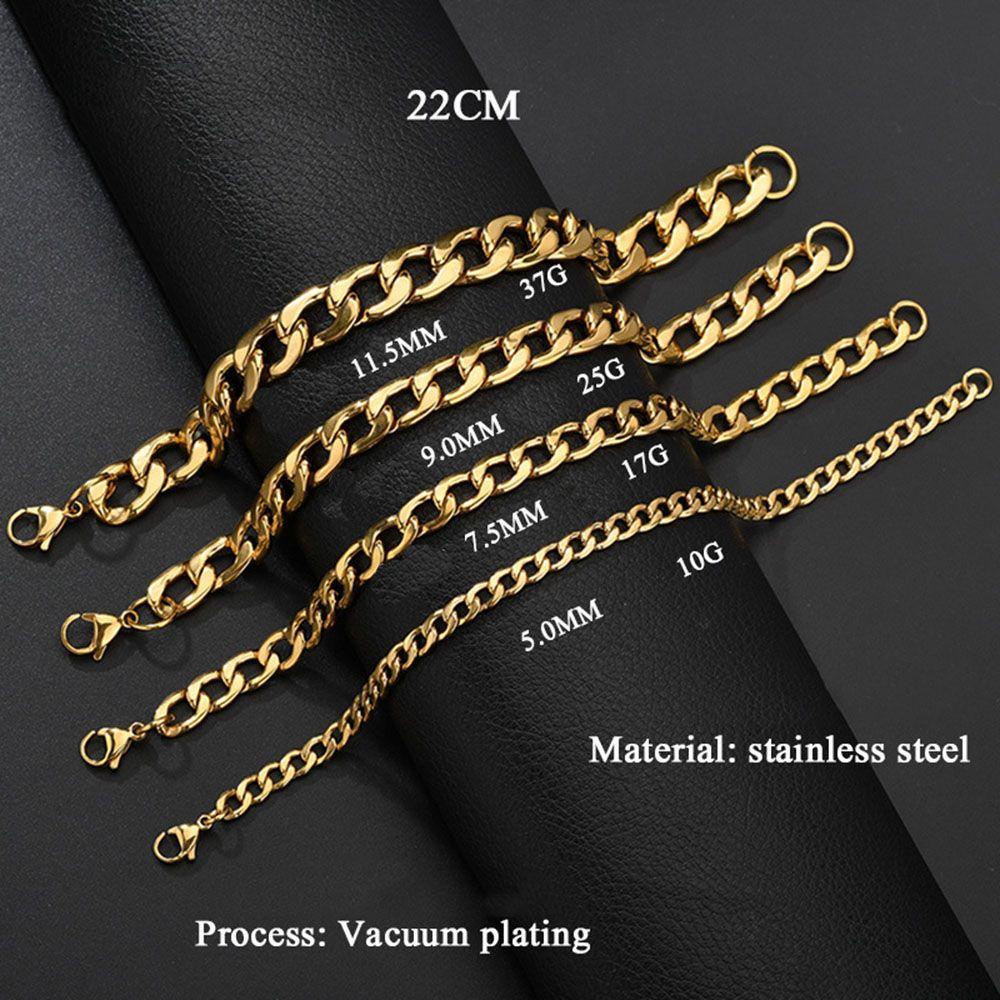 Vòng Tay Curb Cuban Dạng Xích Cho Nam|Phụ Kiện Tông Màu Thời Trang Tiện Dụng