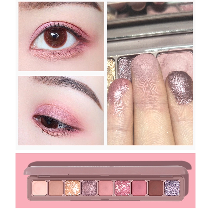 (Hàng Mới Về) Bảng Phấn Mắt 9 Màu Sắc Hiệu Ứng Lì / Ánh Nhũ Chống Nước Lên Màu Cực Chuẩn