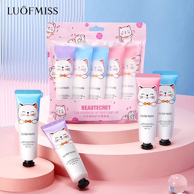 Kem dưỡng da tay LUOFMISS dưỡng ẩm thiết kế hình mèo dễ thương