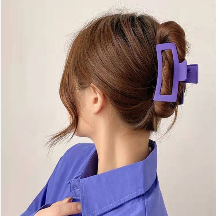 Kẹp tóc càng cua nữ hình học màu tím cực xinh cặp búi Kim Loại phong cách nữ tính thời trang cao cấp