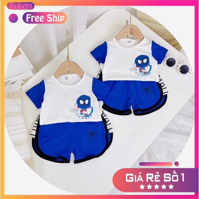 Bộ Quần Áo Siêu Anh Hùng Bé Trai In Hình Người Nhện Chất Liệu Cotton Chất Siêu Đẹp Cho Bé Từ 8-18kg Mã CT02