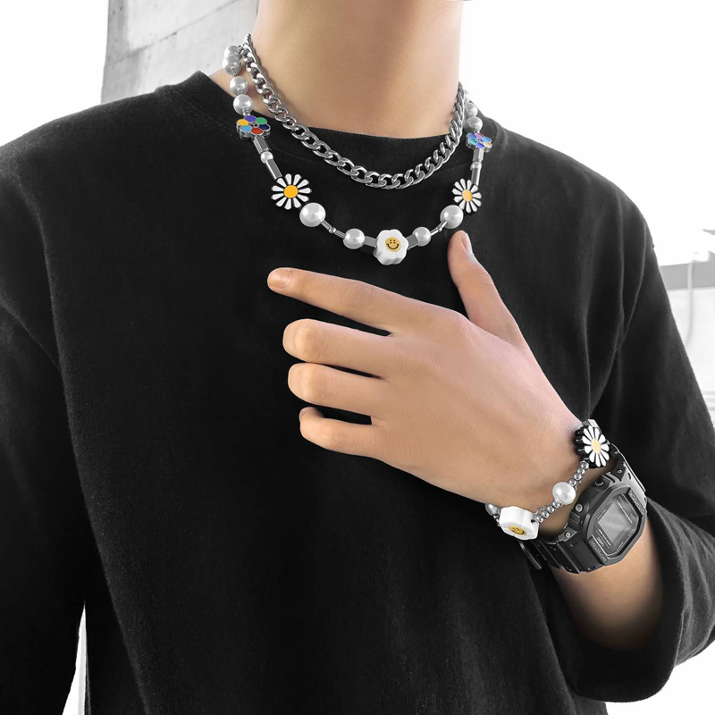 Vòng Cổ Gắn Mặt Hình Hoa Hướng Dương / Hoa Cúc Ngọc Trai Độc Đáo Hợp Thời Trang