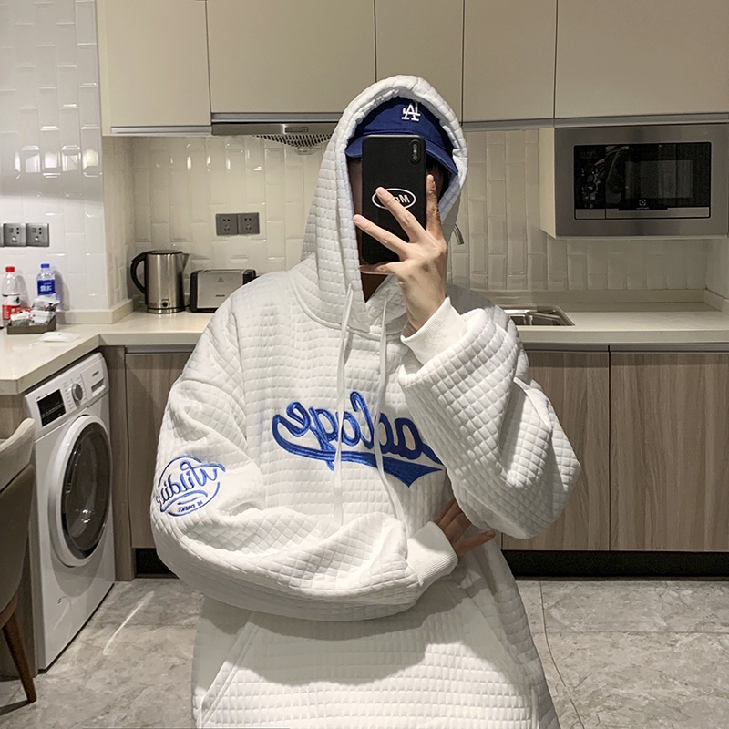 Áo Hoodie Dáng Rộng Họa Tiết Kẻ Sọc Thời Trang Đơn Giản Dễ Thương Cho Nam