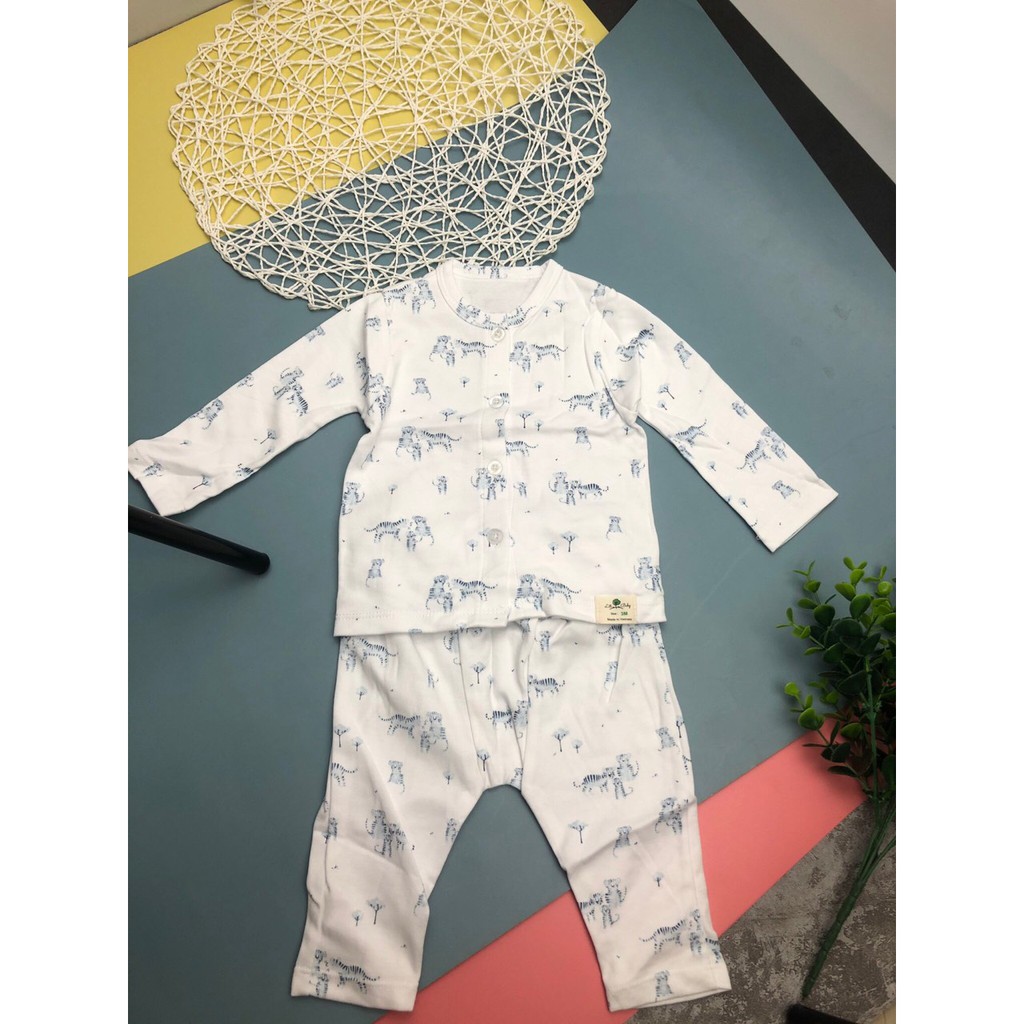 Bộ Sơ Sinh Cài Cúc dài tay LITIBABY cho bé trai bé gái từ 3-18M -H4800