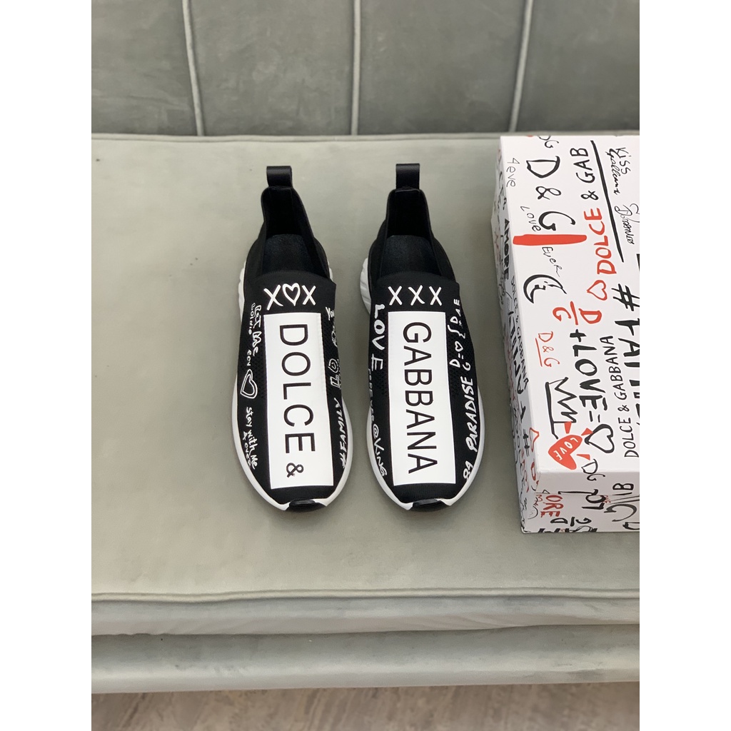 Giày thể thao nam cao cấp Dolce&Gabbana D&G thiết kế hiện đại, phần dây buộc được lược bỏ tiện lợi