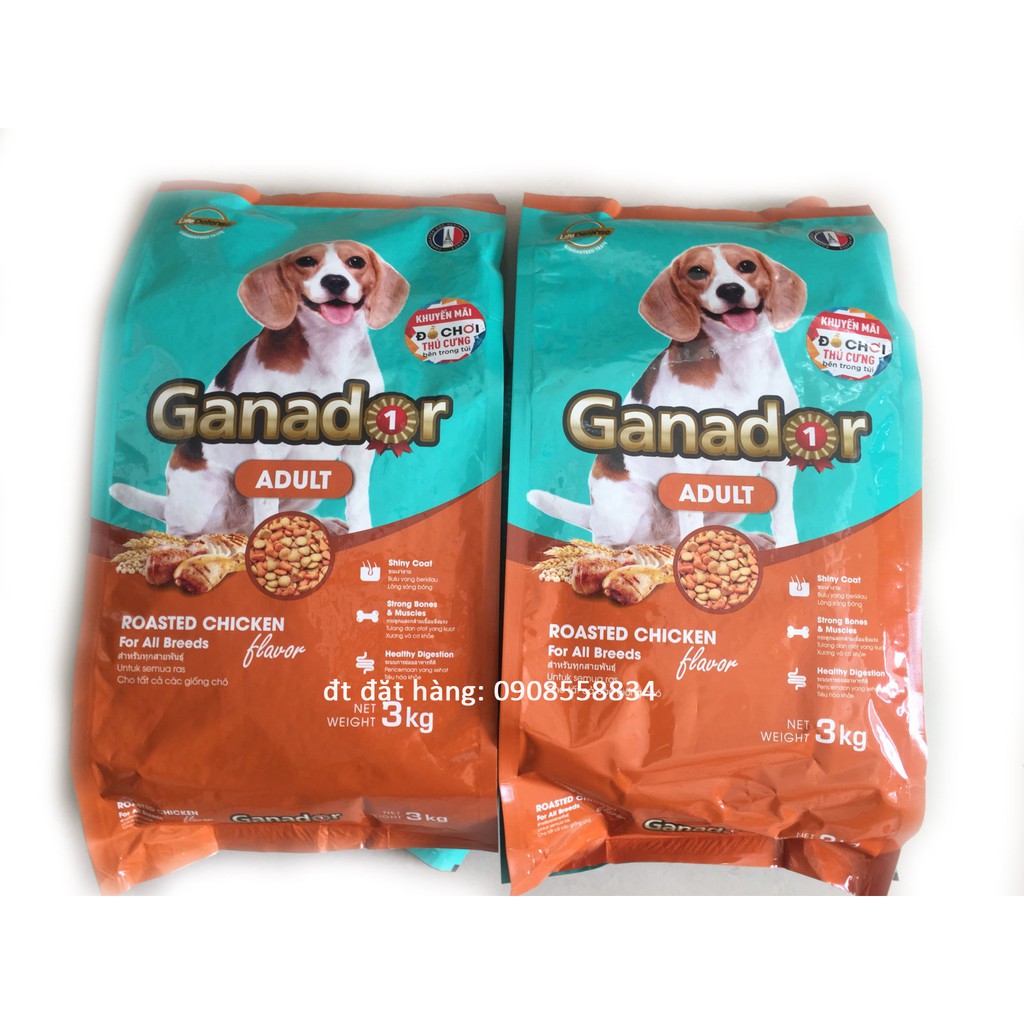 (Có quà tặng) Combo 6kg Ganador Vị Gà Nướng Thức ăn cho chó trưởng thành của Pháp