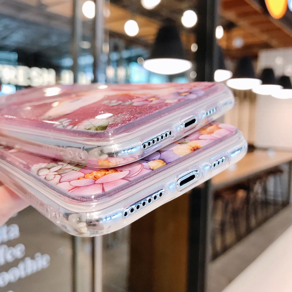Ốp điện thoại TPU in hình kỳ lân phối kim tuyến nước màu hồng cho iPhone 6 6S 7 8 Plus XS Max XR 12 11 Pro Max SE 2020