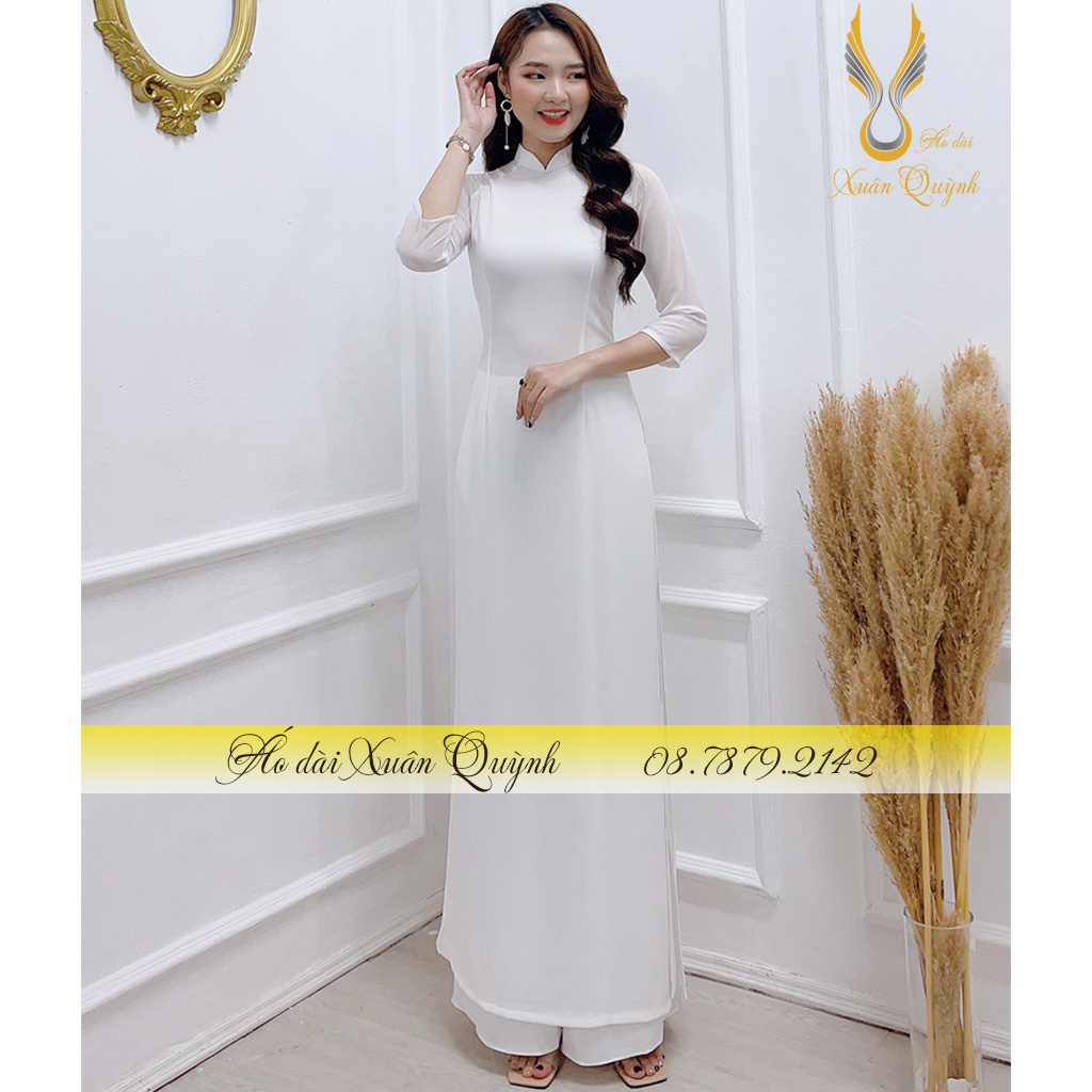 Áo Dài Trắng 4 Tà Truyền Thống Lụa Chiffon Cao Cấp - Áo Dài Xuân Quỳnh