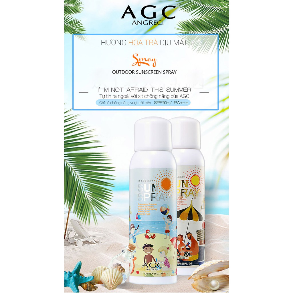 [Rẻ vô địch] - Xịt Chống Nắng- Xịt Che Khuyết Điểm Dưỡng Trắng Da Cao Cấp AGC SPF 50++