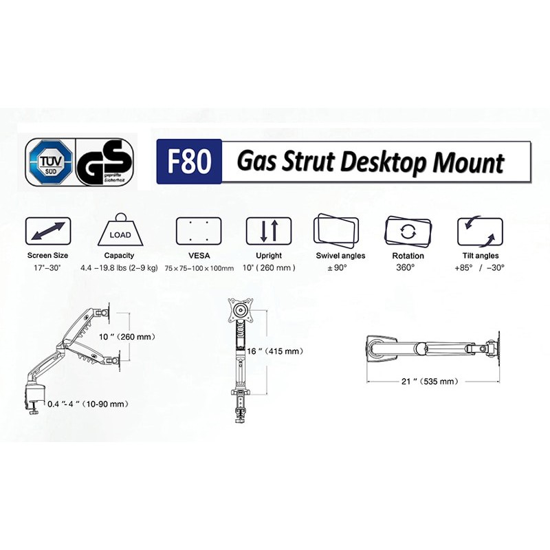 Giá treo màn hình máy đa năng F80 17 - 30 inch - Tải trọng 9Kg Mẫu mới 2022