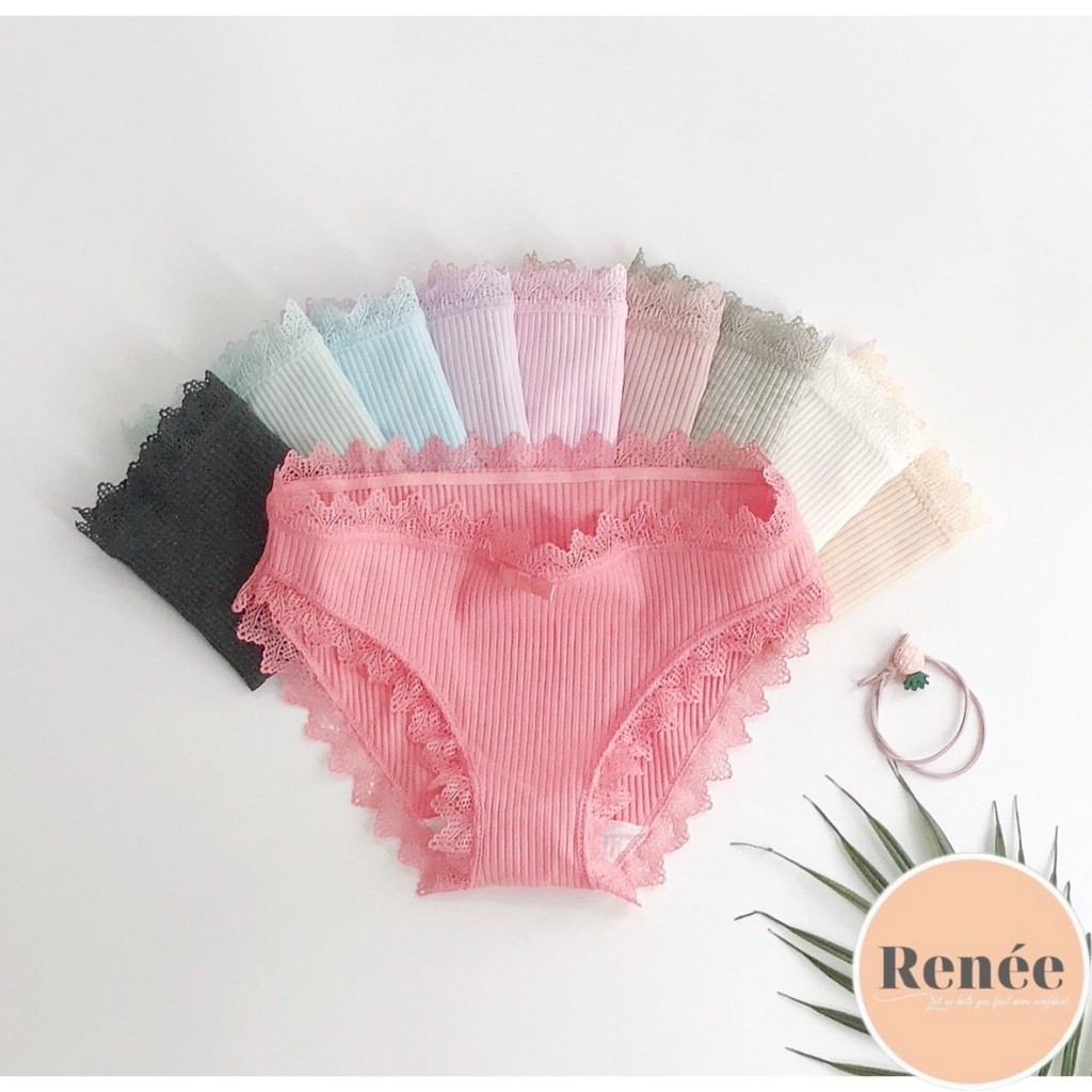 Quần Lót Nữ Cotton Kháng Khuẩn Gân Tăm Viền Ren Nữ Tính RENEE Store - QL10