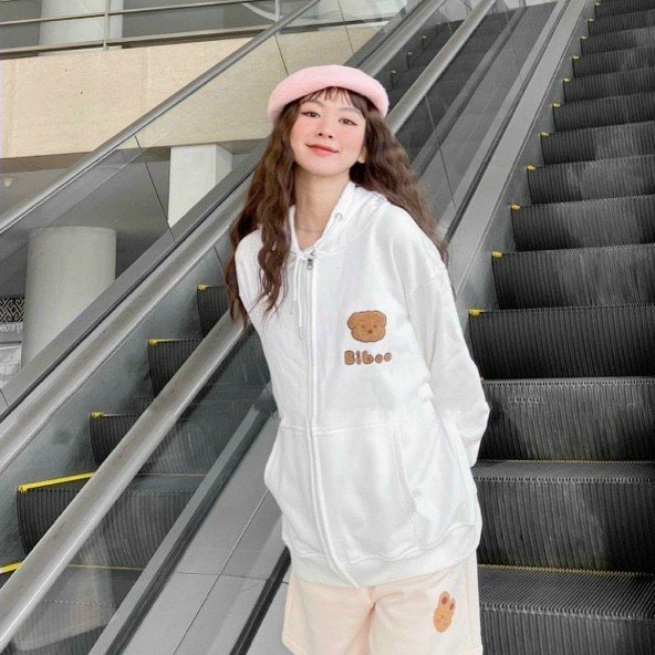 Áo Hoodie Kéo Khóa Nam Nữ Thêu Mặt Gấu Siêu Chất ❤ Áo Khoác Nỉ Có Nón Unisex Nữ