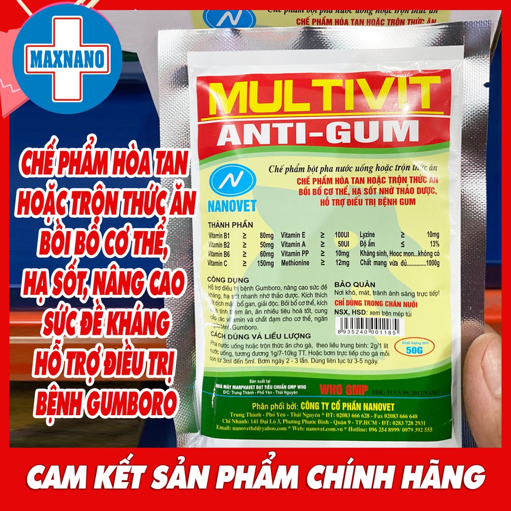 Gói 50g Antigum-NANOVET bồi bổ cơ thể, nâng cao sức đề kháng, bố sung khoáng chất