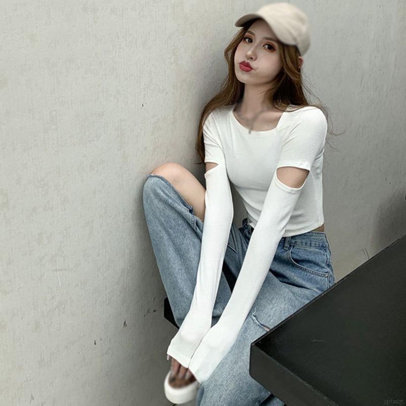 Áo dệt kim tay dài màu sắc đơn giản phong cách Hàn Quốc cho nữ