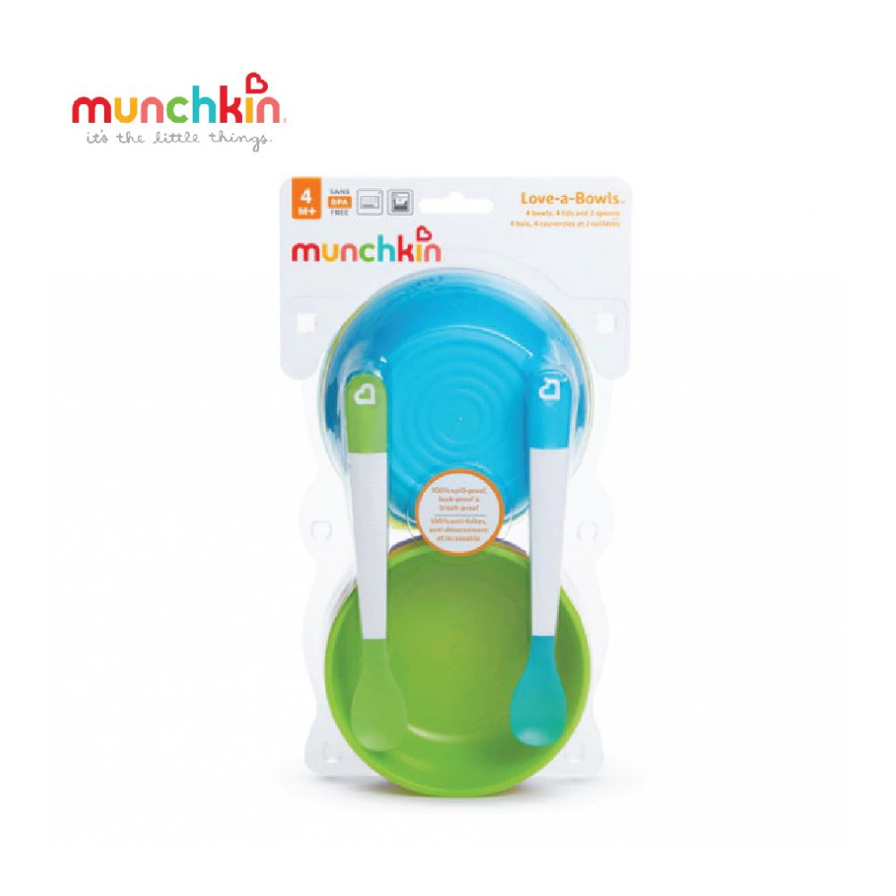 Bộ Bát Thìa Ăn Dặm Có Nắp MunchKin ( Có Bán Lẻ )