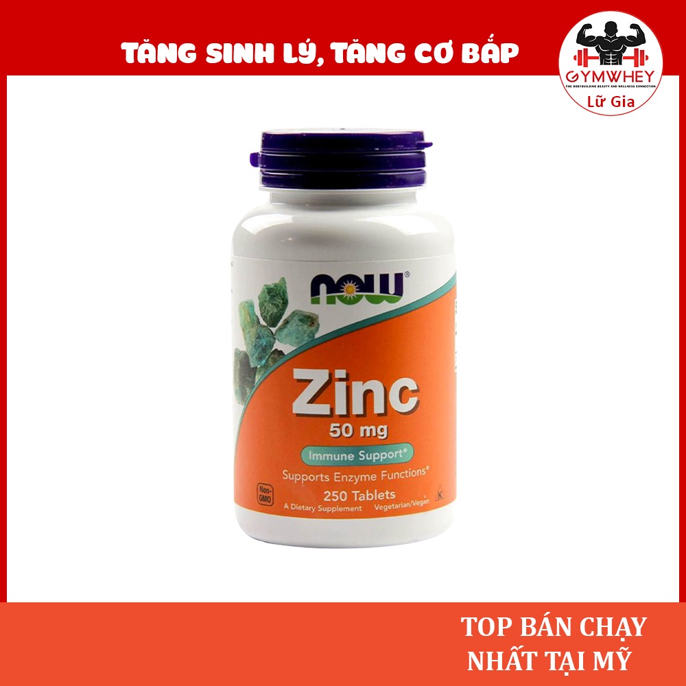 Viên Kẽm Zinc NOW ZINC GLUCONATE 50MG Bổ Sung Kẽm Tăng Hệ Miễn Dịch Sức Đề kháng Giảm Mụn Tăng Sinh lý - USA