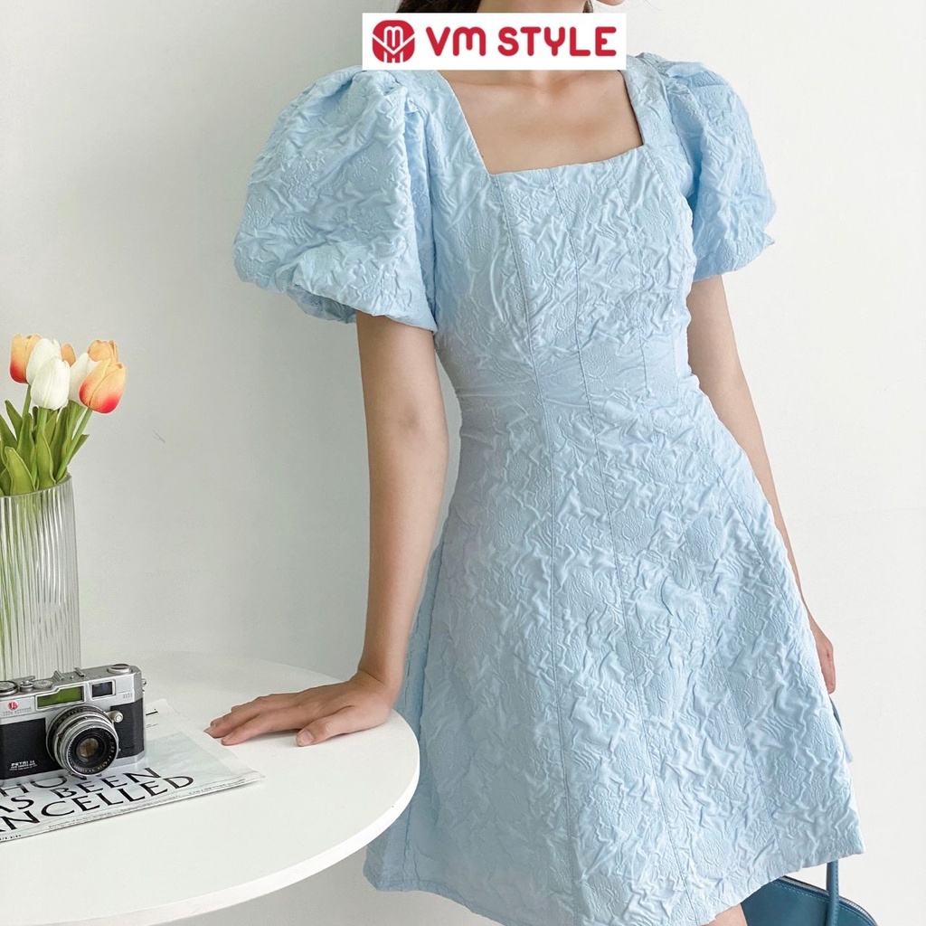 Đầm tay phồng cổ u cột nơ sau 08524 ullzang thời trang nữ VM STYLE 22VD03KI1701 - Hàng mới về